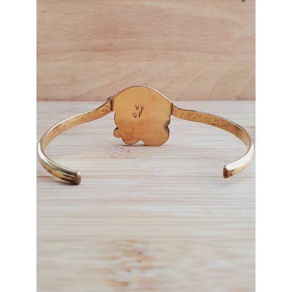 Navajo Turquoise Sterling Silver GF Gold Filed Cuff Bracelet Small 6.75in - Picture 5 of 9